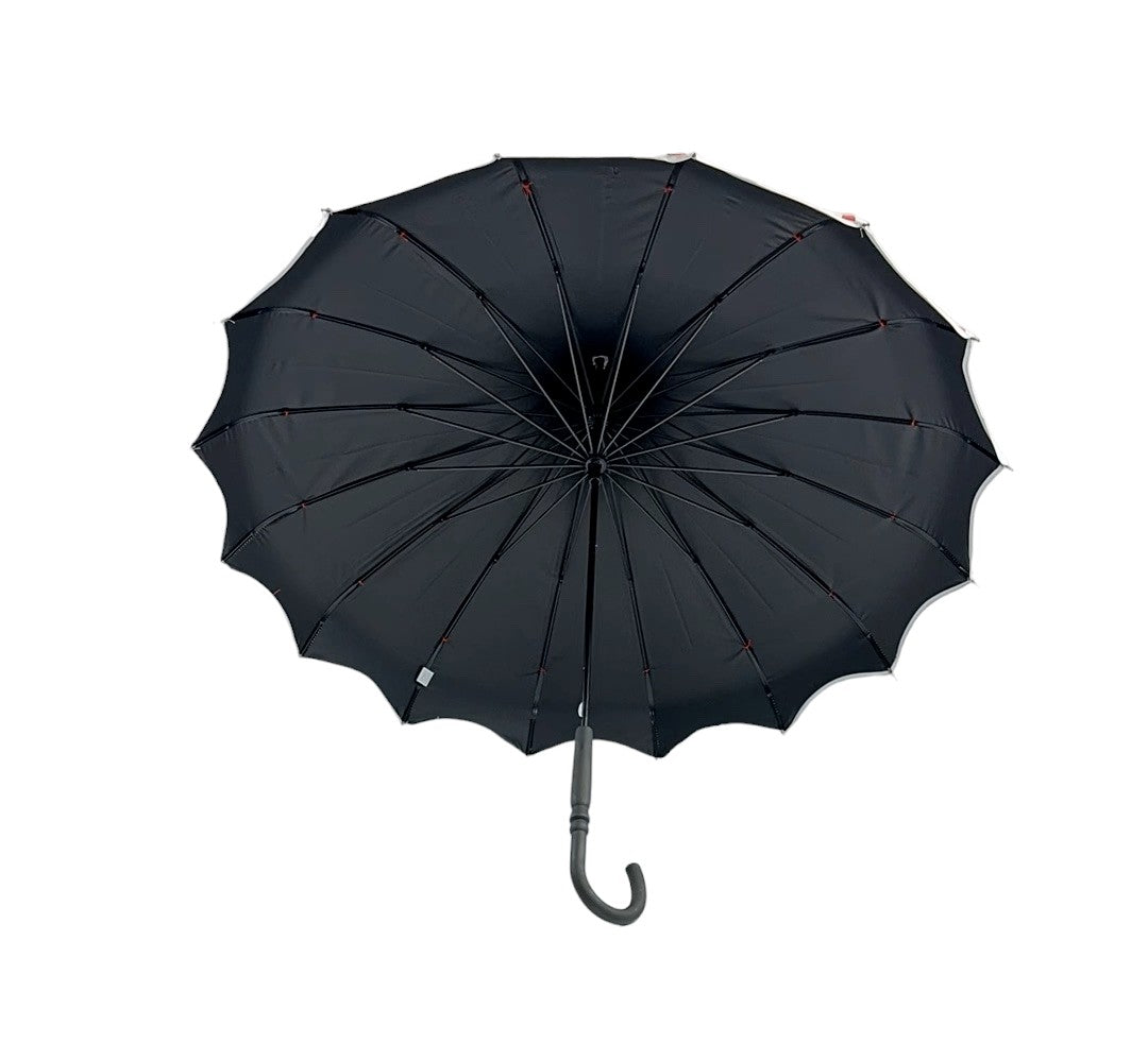 Boutique Polka Dot Ribbed Pagoda Umbrella Red