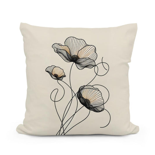 Golden Noir Poppies Cotton Cushion
