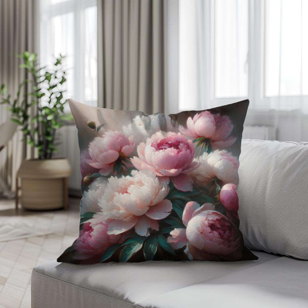 Morning Embrace Peonies Cotton Cushion