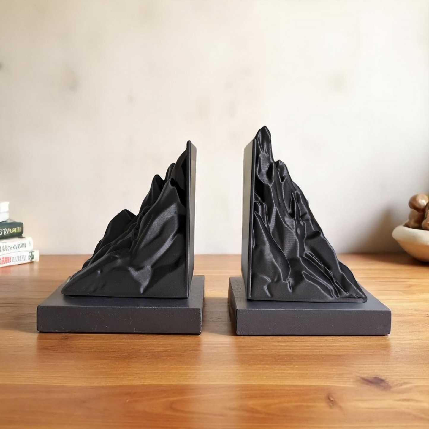 Minimalist Mountain Bookends | Modern 3D Printed Set