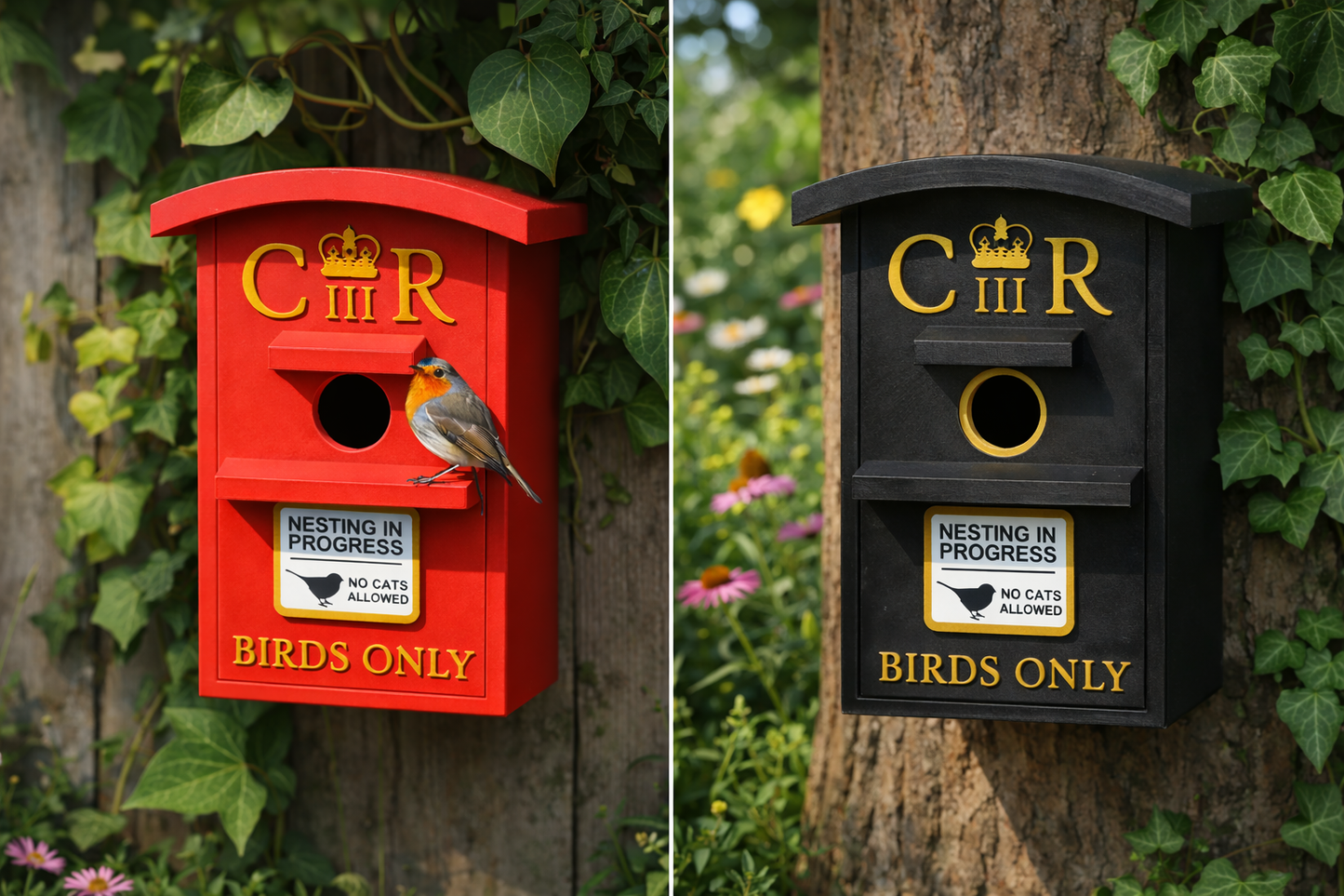 UK Postbox Bird Box | Unique Birdhouse for Gardens & Bird Lovers | Garden Decor | Nest Box | Personalised