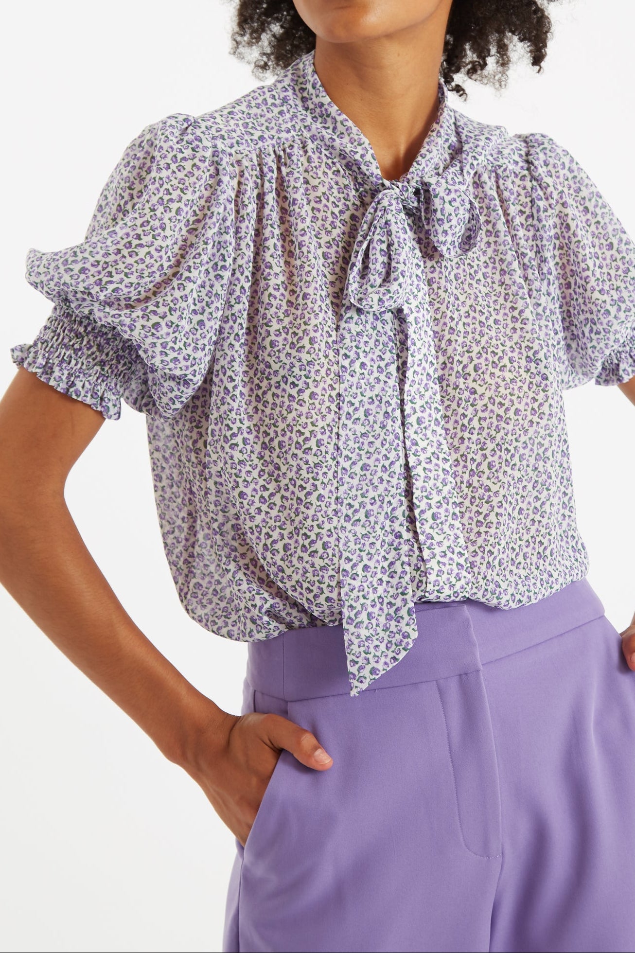 Belia Rosetta Tie Neck Blouse