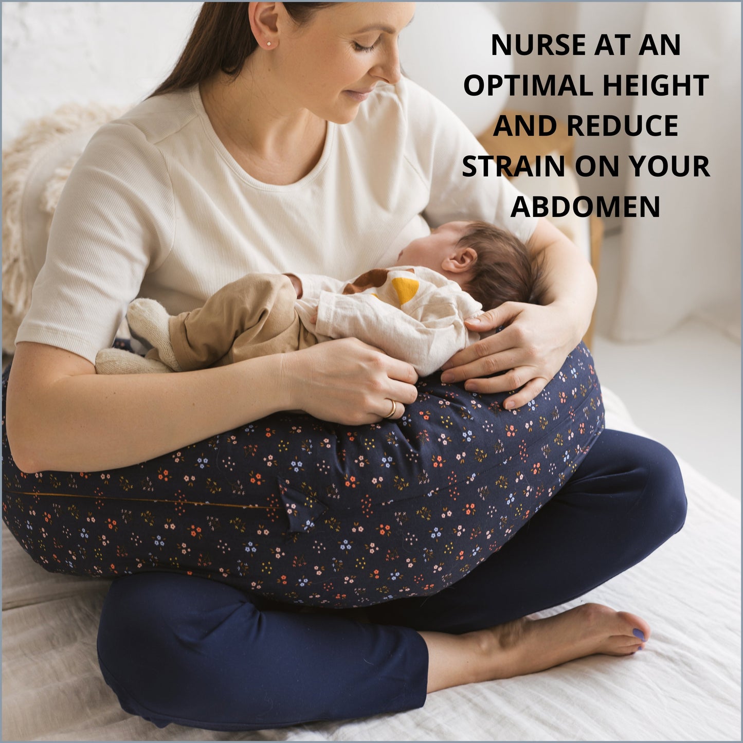 MINICAMP C-Shape Nursing & Pregnancy Pillow with Organic Navy Blue Cover | Kapok or PES Filling