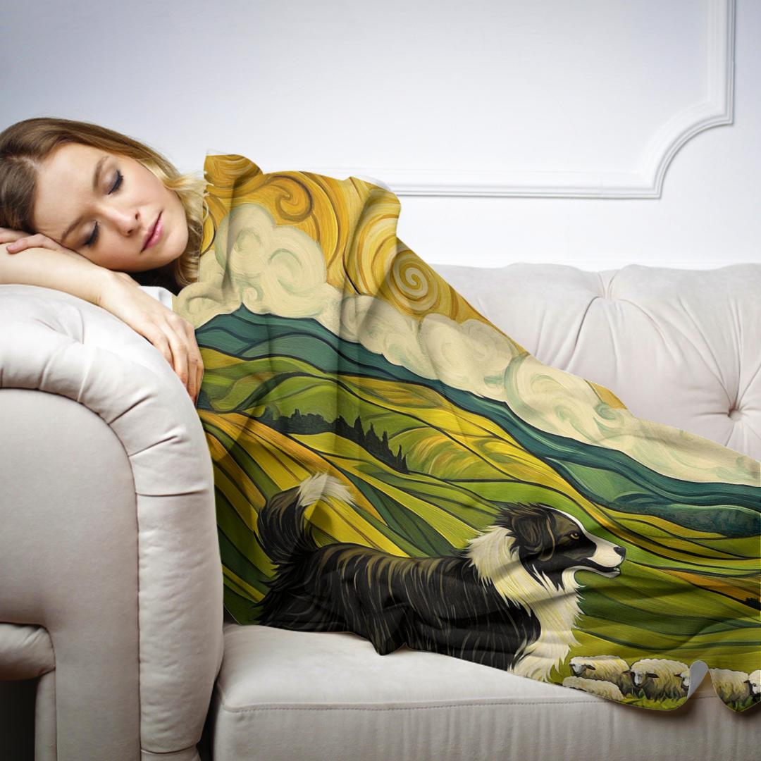 Energetic Border Collie Blanket