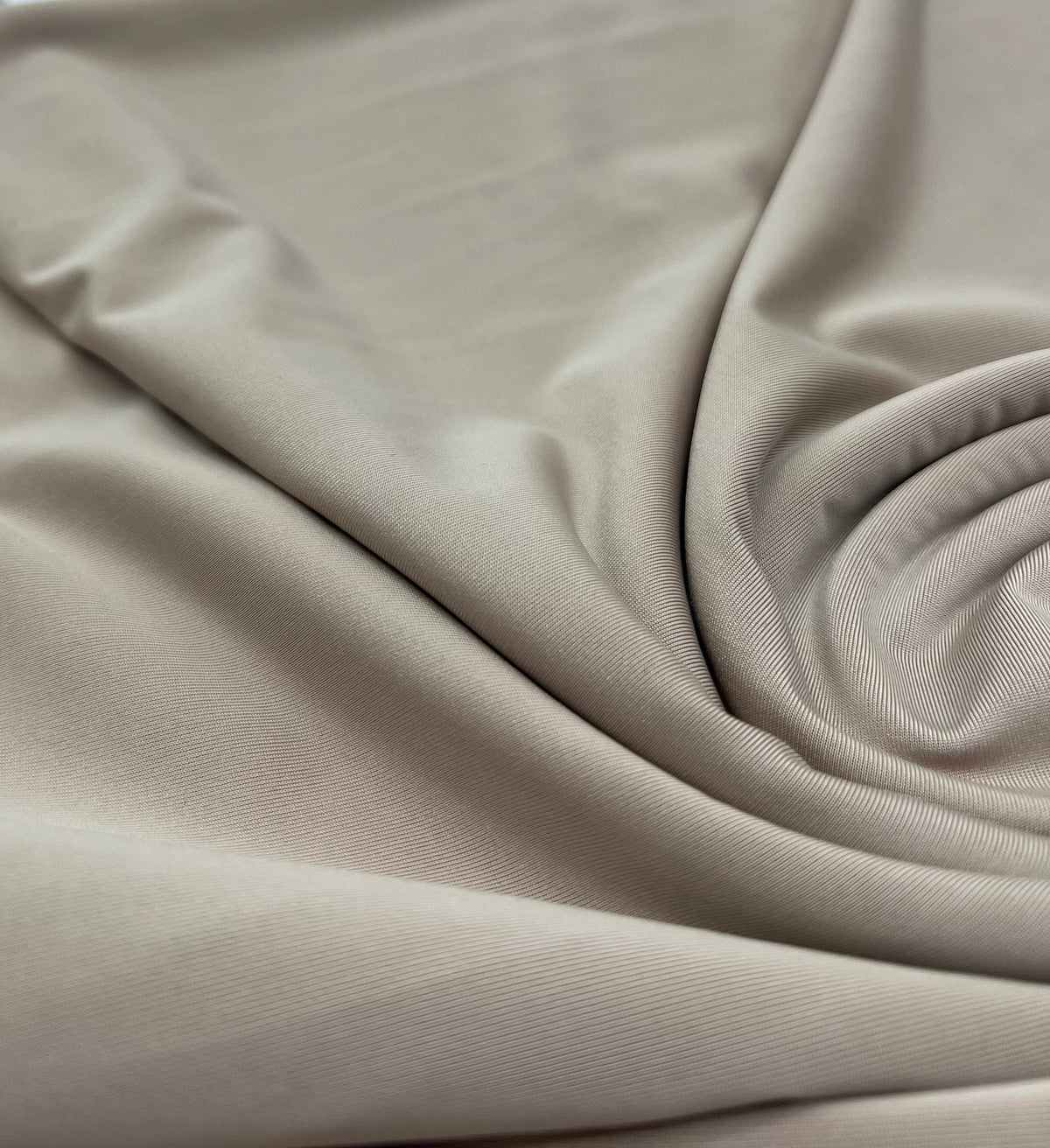 Stone Plain Shiny Soft Touch Slinky 4 Way Stretch Fabric