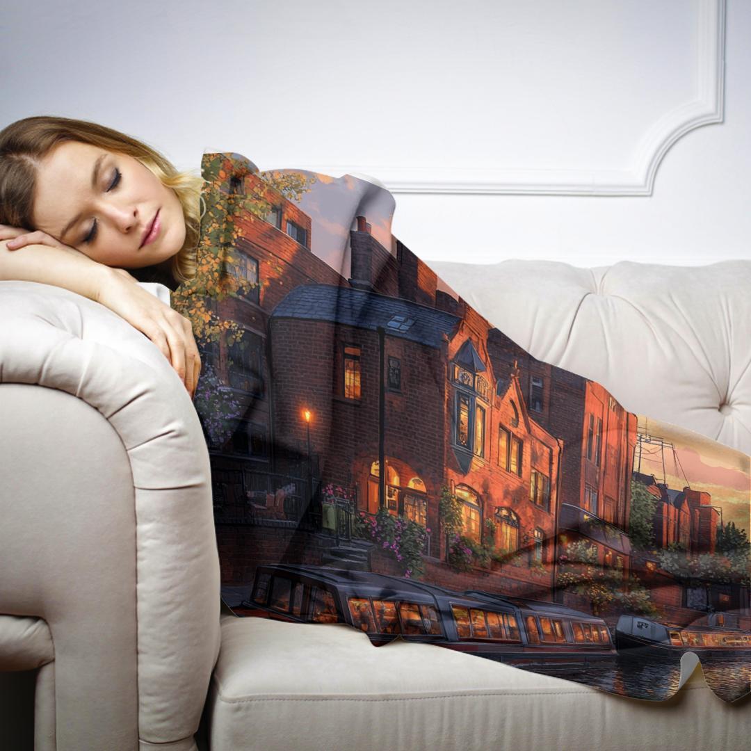 Birmingham Canal Sunset Harmony Blanket