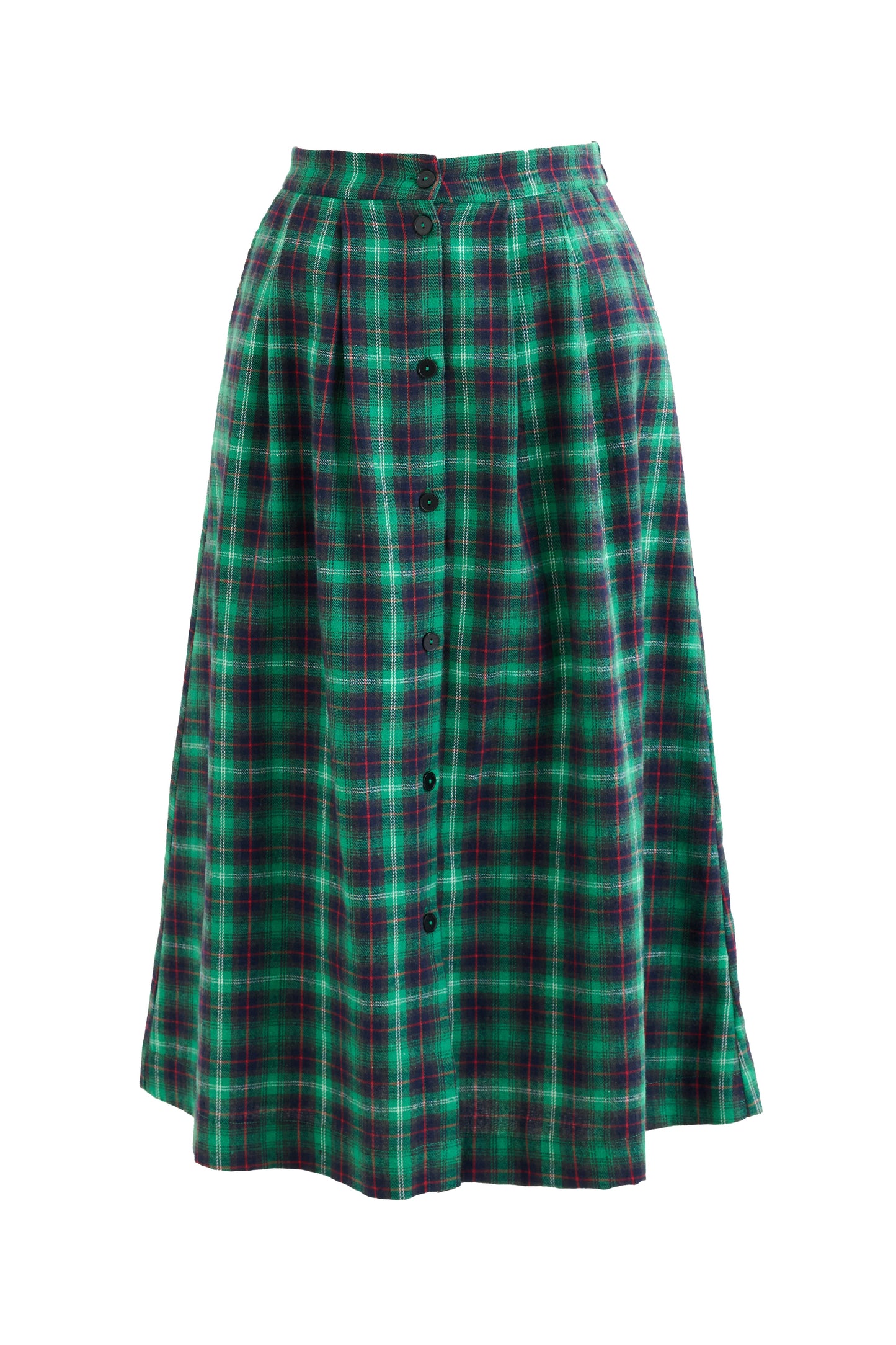 Bia Winter Check Button Through Skirt – Green