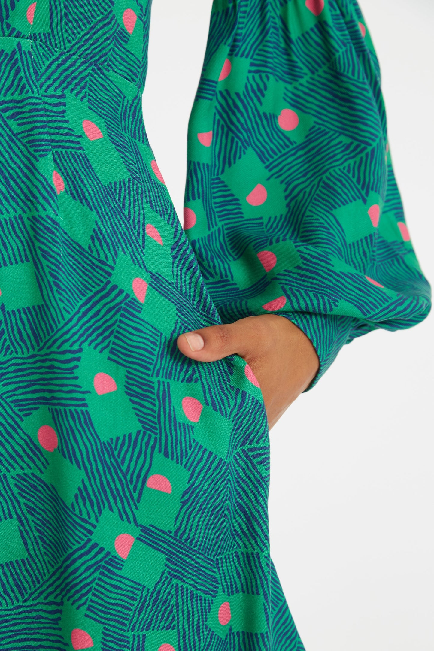 Louche Bindy Bauhaus Abstract Print Square Neck Long Sleeve Dresses