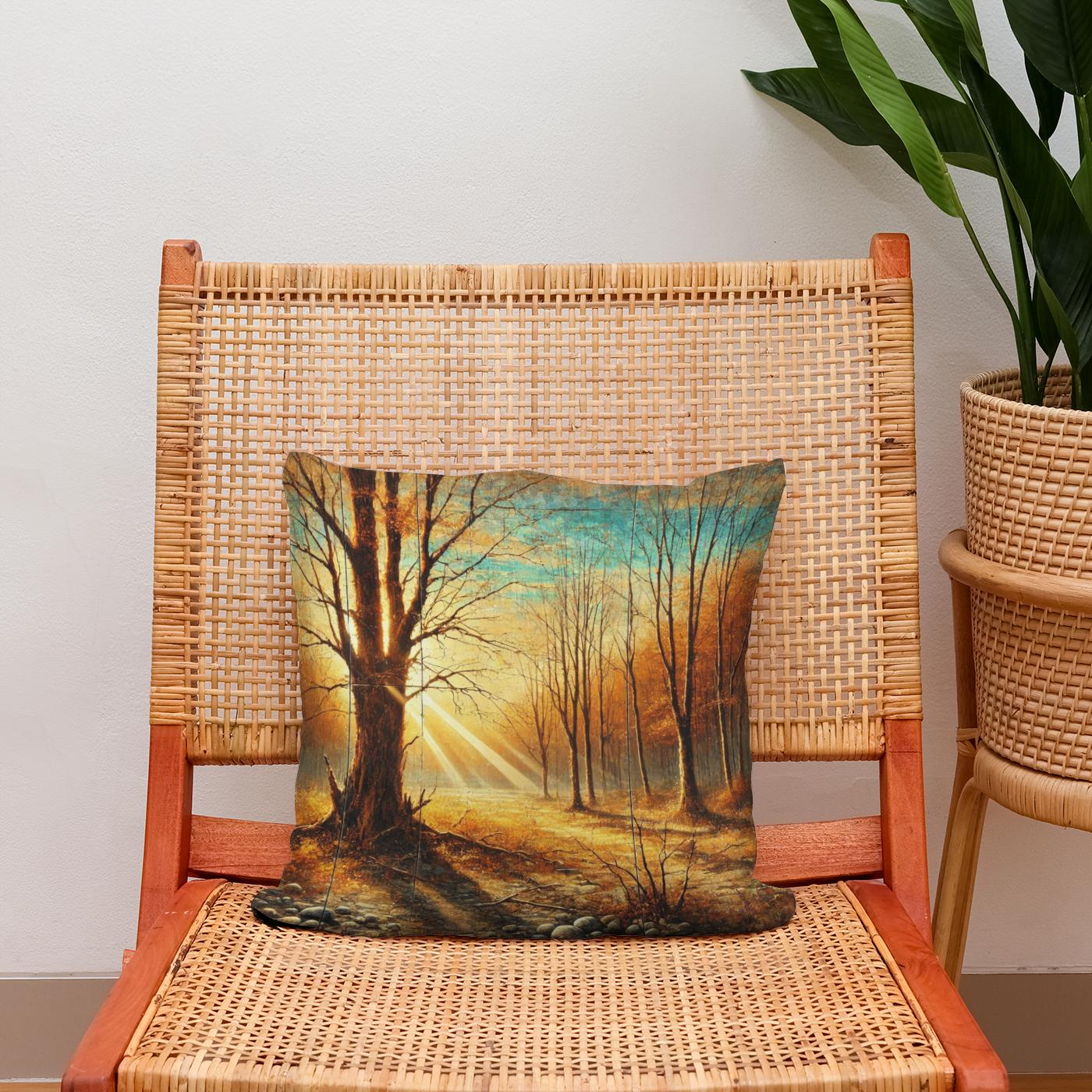 Rustic Autumn Glow Cotton Cushion