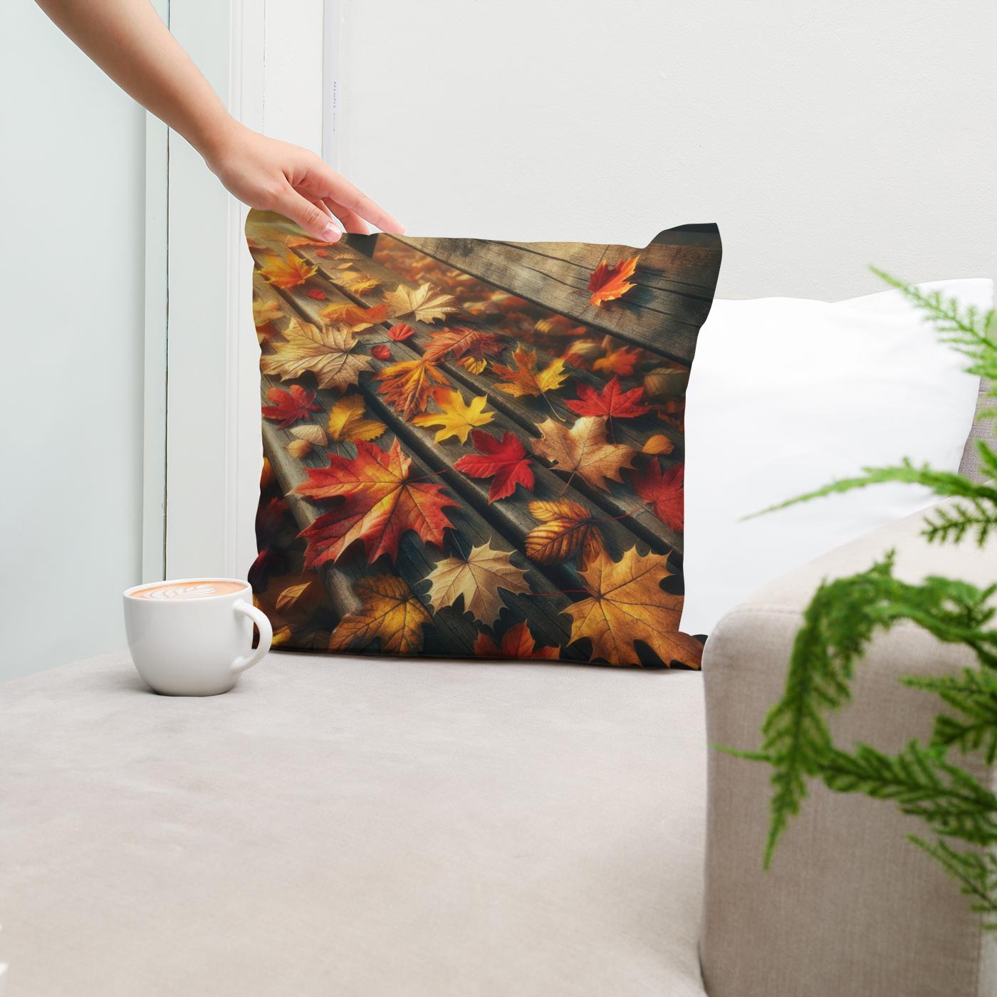 Park Bench in Autumn Cotton Cushion