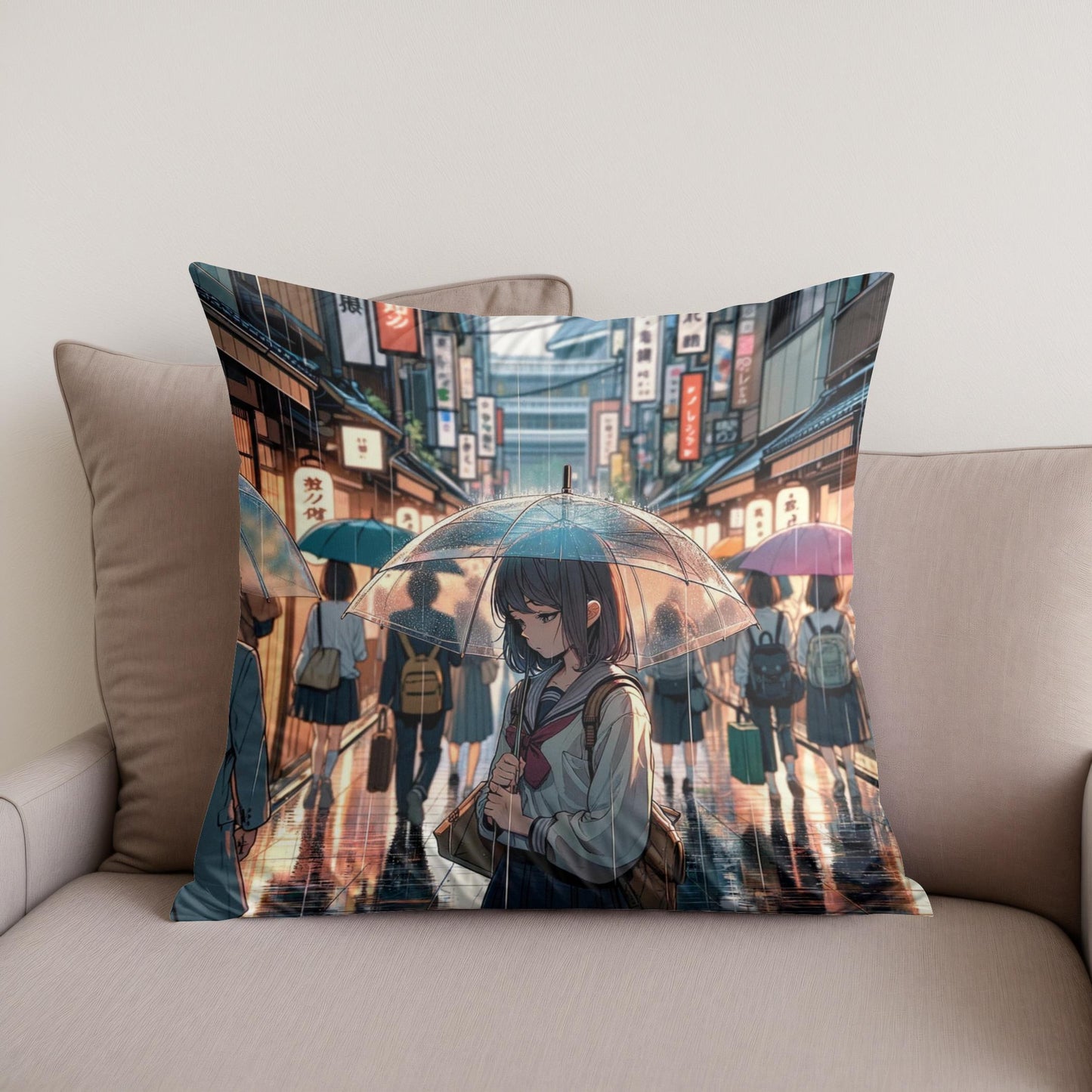 Rainy Day Reflections Cotton Cushion
