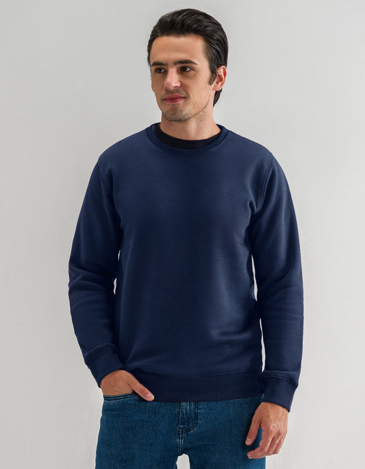 Navy Crew Neck Fleece Sweatshirt