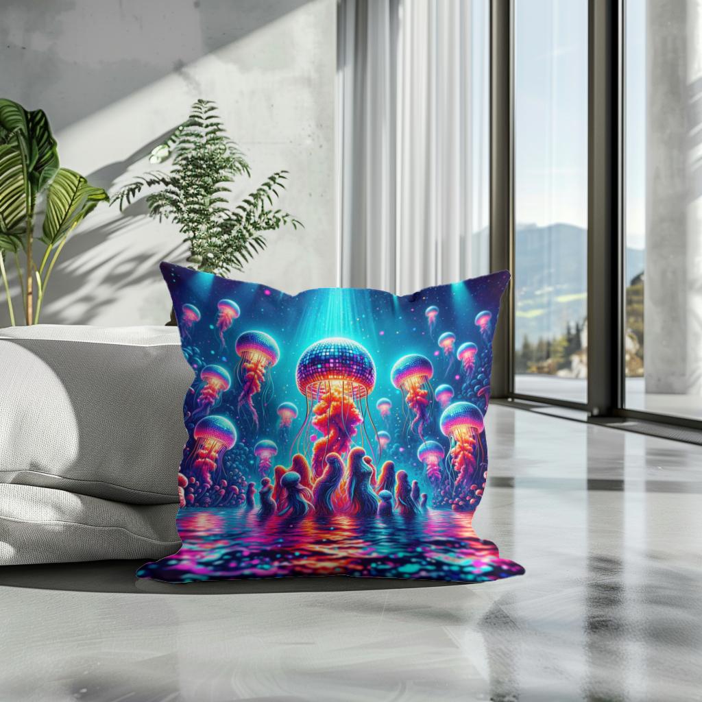 Neon Waves Cotton Cushion