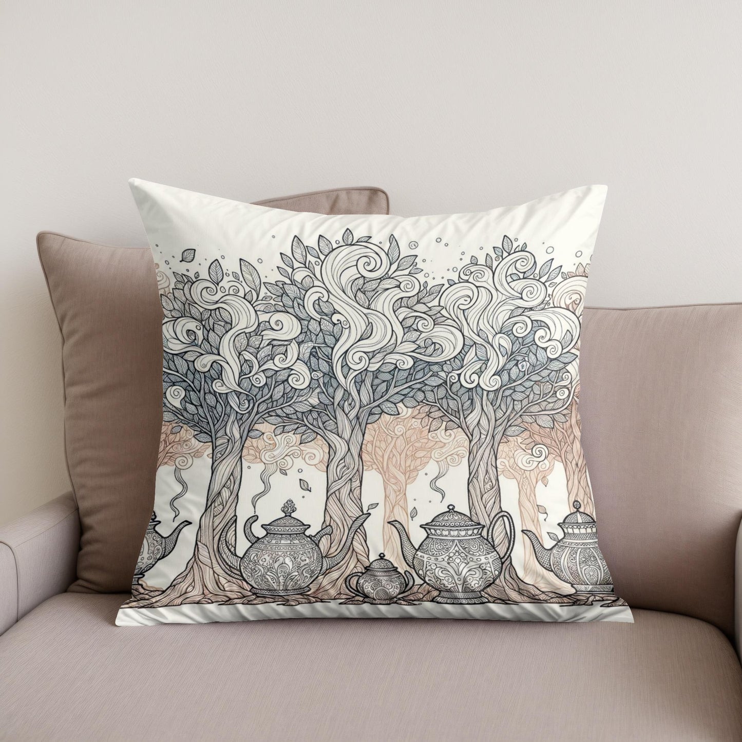Teapot Forest Cotton Cushion
