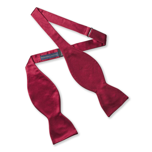 Burgundy Satin Silk Self-Tie Bow Tie