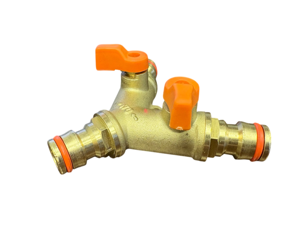 3 Way Male Snap-On Connector Brass + Valves