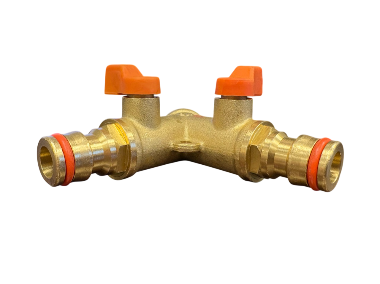 3 Way Male Snap-On Connector Brass + Valves