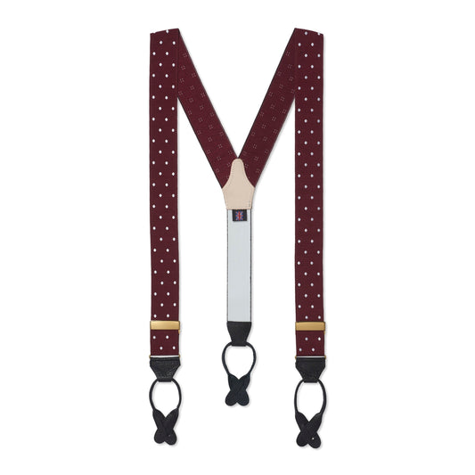 Wine & White Spot Moire Braces