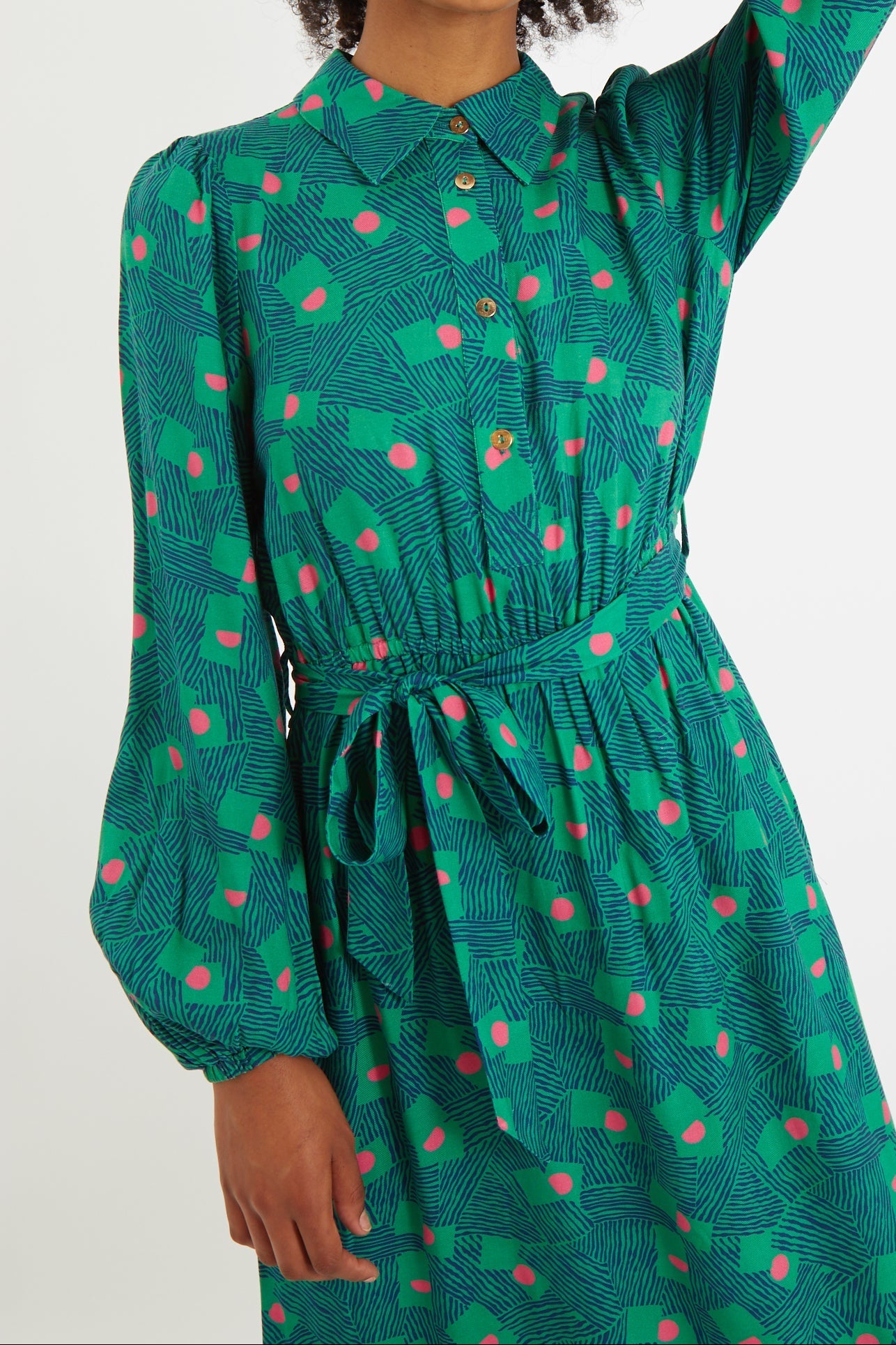 Bron Bauhaus Abstract Print Midi Shirt Dress