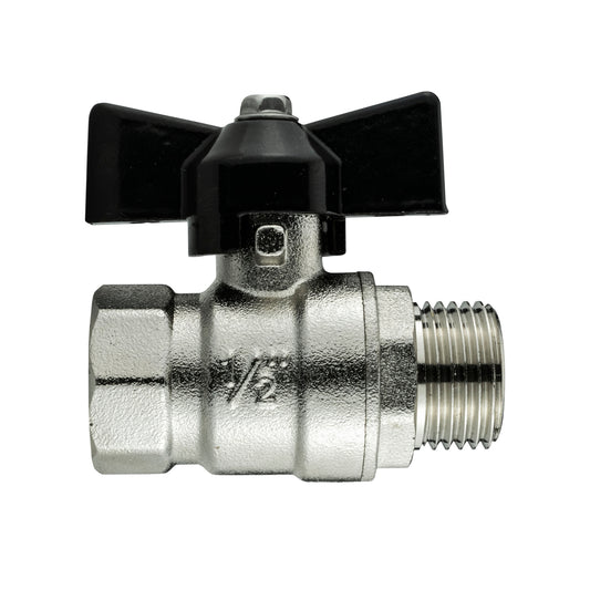 Brass Nickel-Plated Butterfly Valve 1/2" BSPM-F