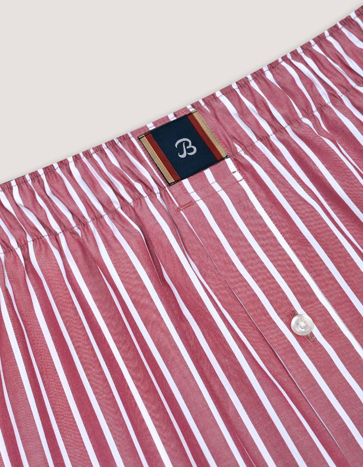 Maroon and White Striped Woven Boxer Short