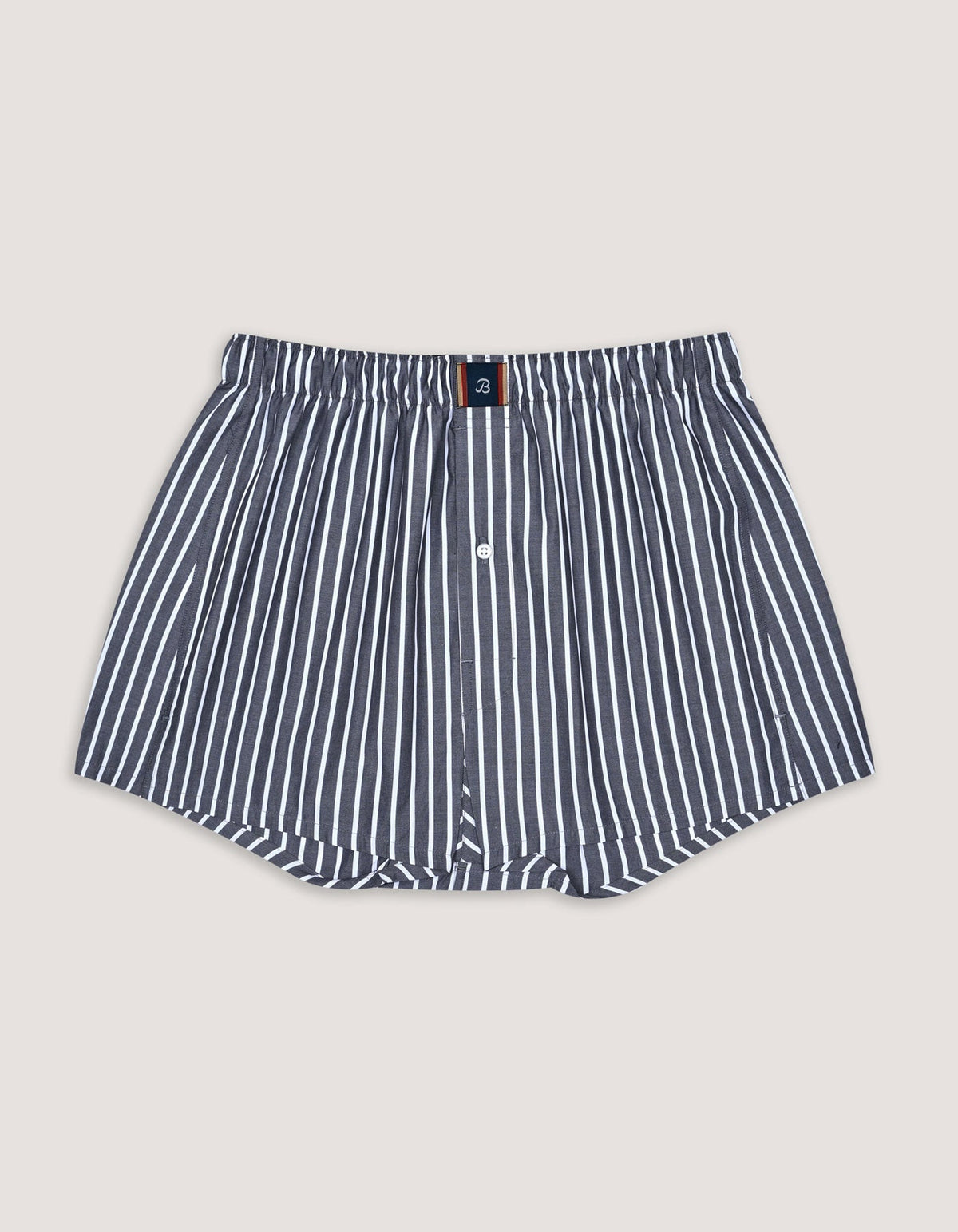 Charcoal Grey Striped Cotton Boxer