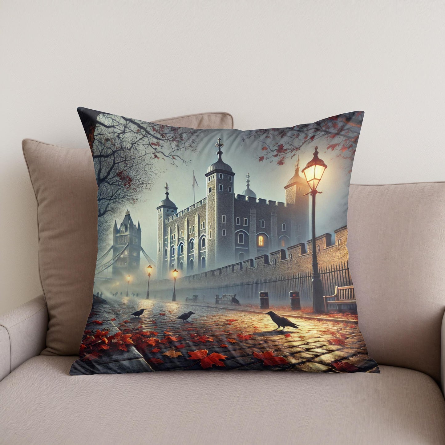 Foggy Tower London Cotton Cushion