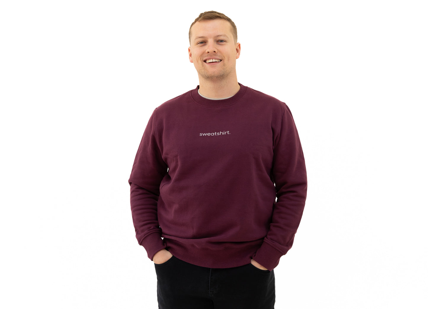 simple. sweatshirt. burgundy.