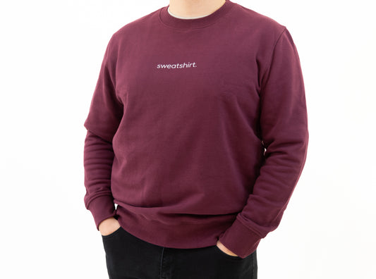 simple. sweatshirt. burgundy.