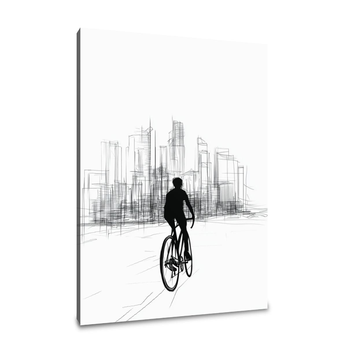 Cyclist in City Canvas