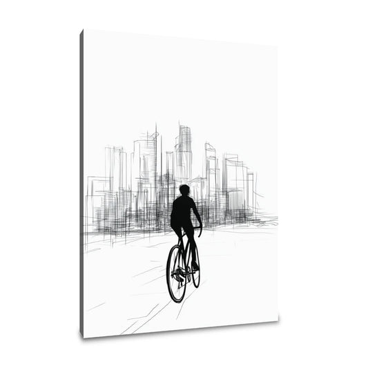 Cyclist in City Canvas