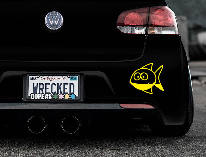 Funny Cartoon Fish Bumper Car Sticker