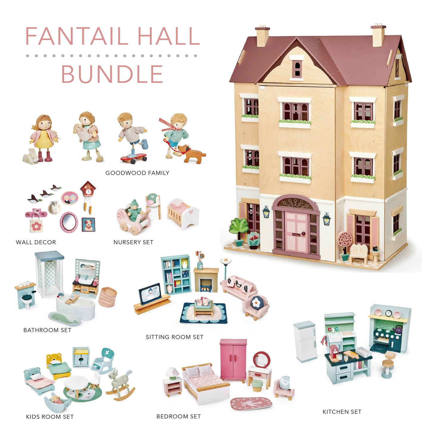 Fantail Hall Bundle (Fantail Hall, 4 Goodwood characters, 6 Room Sets, Wall Decor)