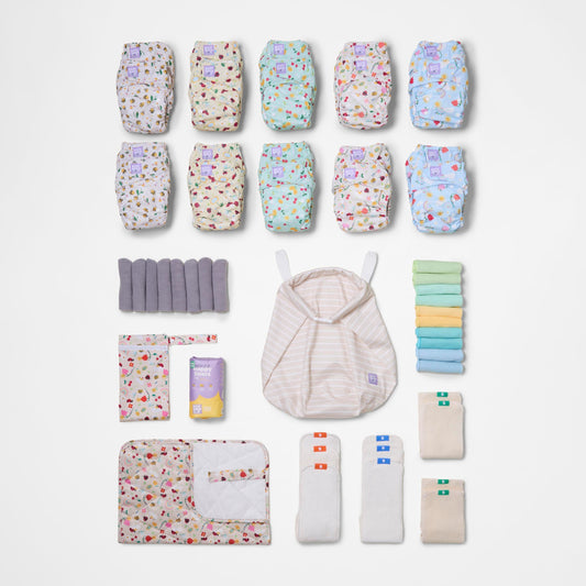 The Everything Reusable Nappy Bundle in Garden Party