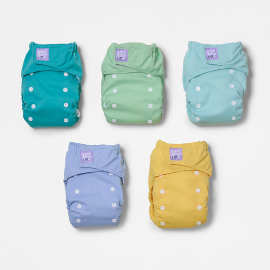 Revolutionary Reusable Nappy Bundle 5 Pack in Paintbox Pastels