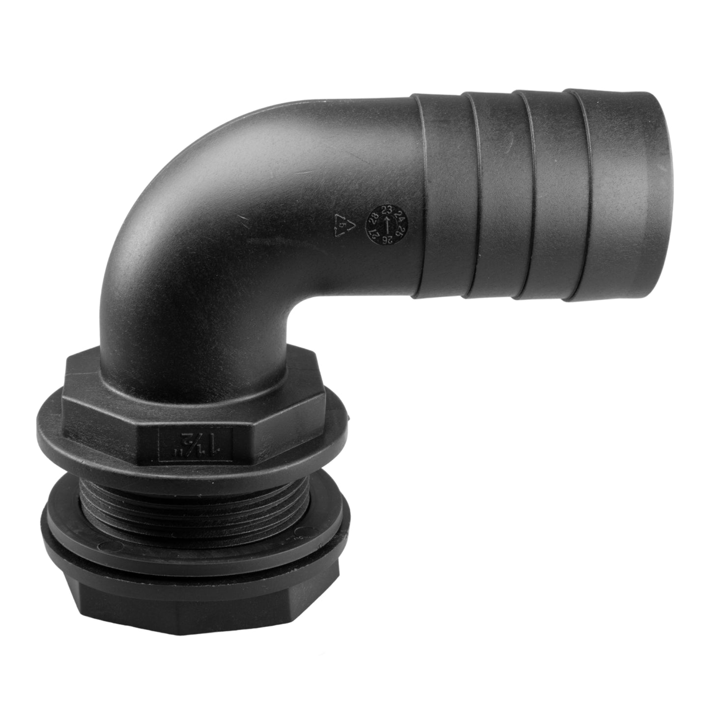 Tank Connector 90 Degree with Washer & Nut 2"BSPM - 2" Barb