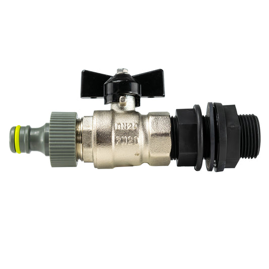 Water Butt Kit 1/2” BSP with Metal Bib Valve and Quick Connect Outlet