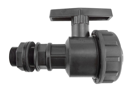 ¾” BSP Water Butt Fitting with ¾” BSPF Full Flow PP Valve