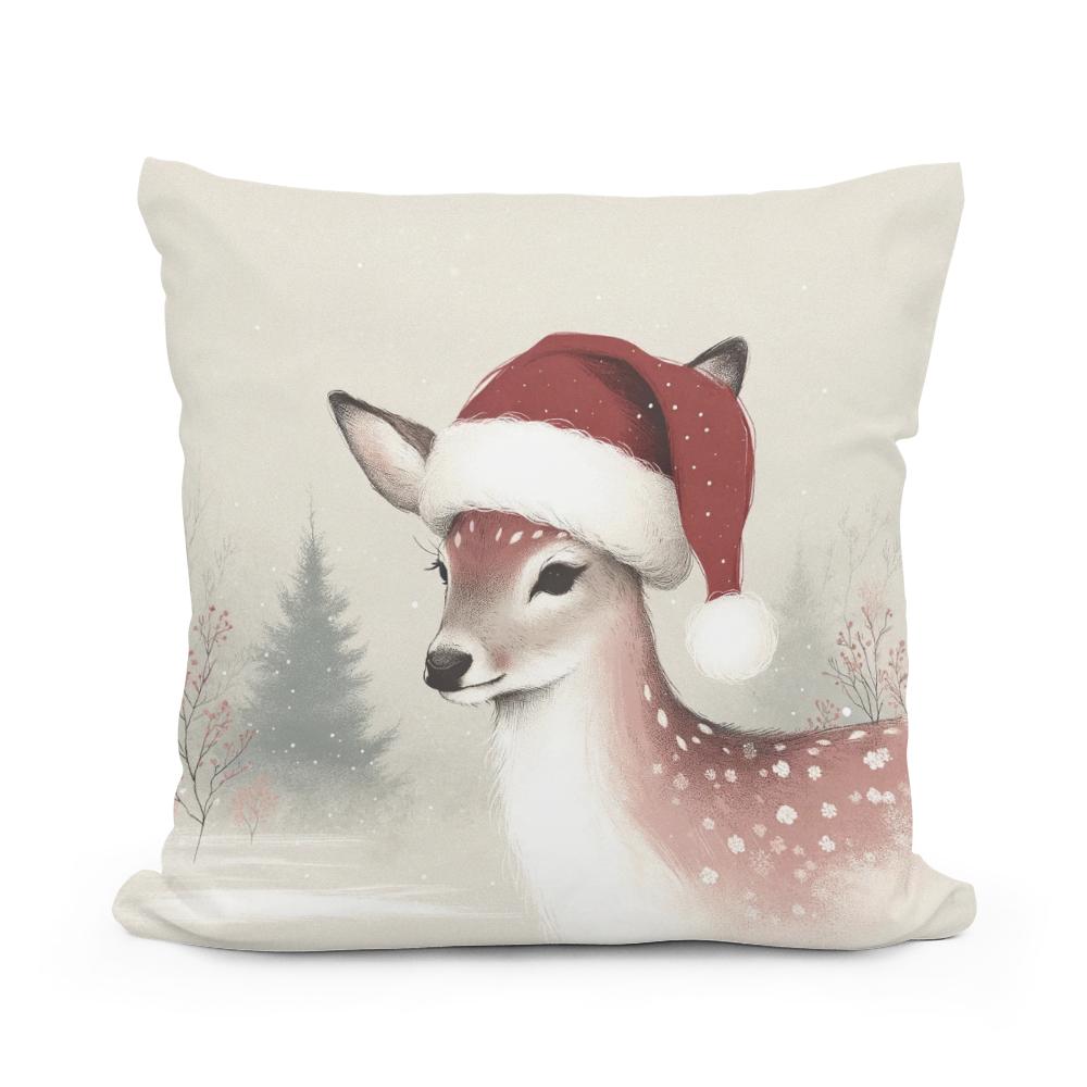 Pastel Holiday Deer Cotton Cushion