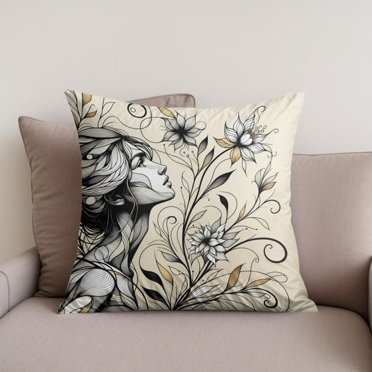 Serene Blossom Cotton Cushion