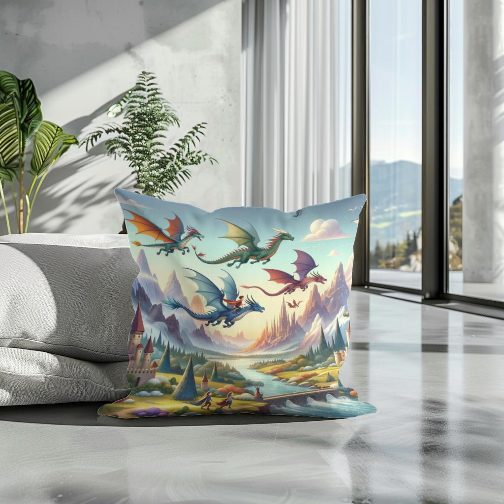 Dragon Riders Cotton Cushion
