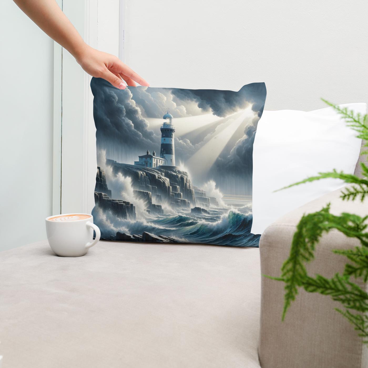 Stormwatch Lighthouse Cotton Cushion