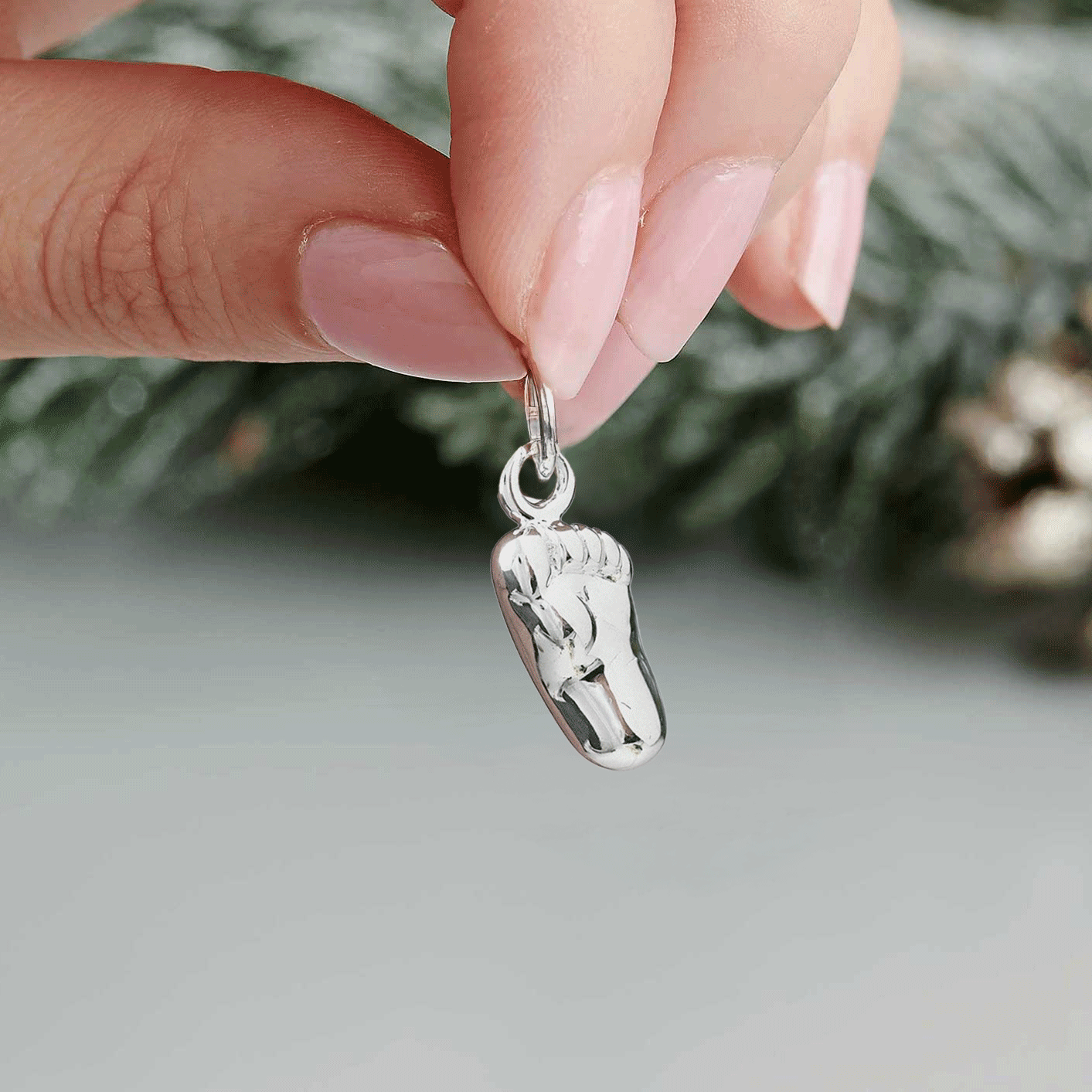 New Baby Personalised Silver Charm