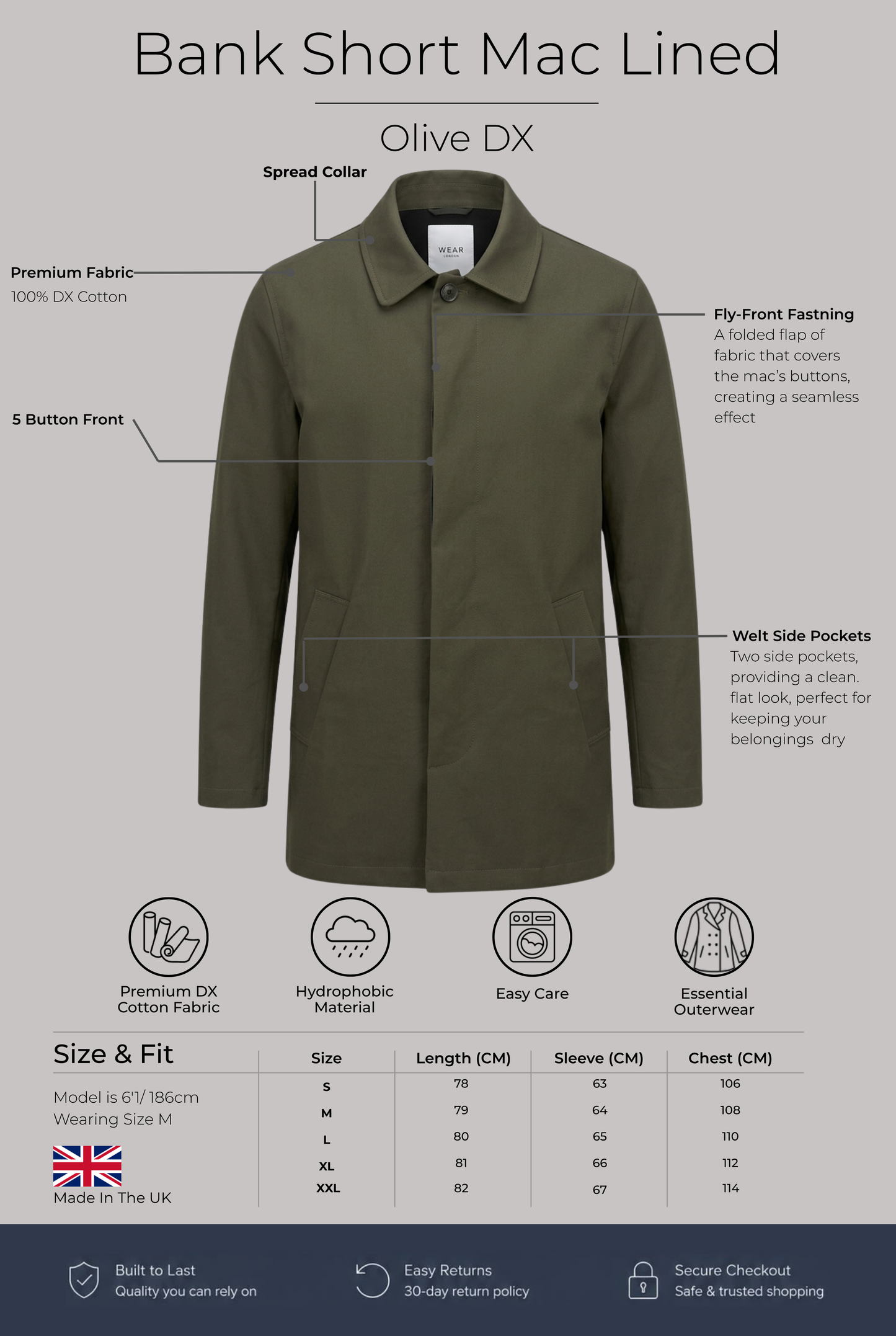 Bank Short Mac Lined -  Olive Dx