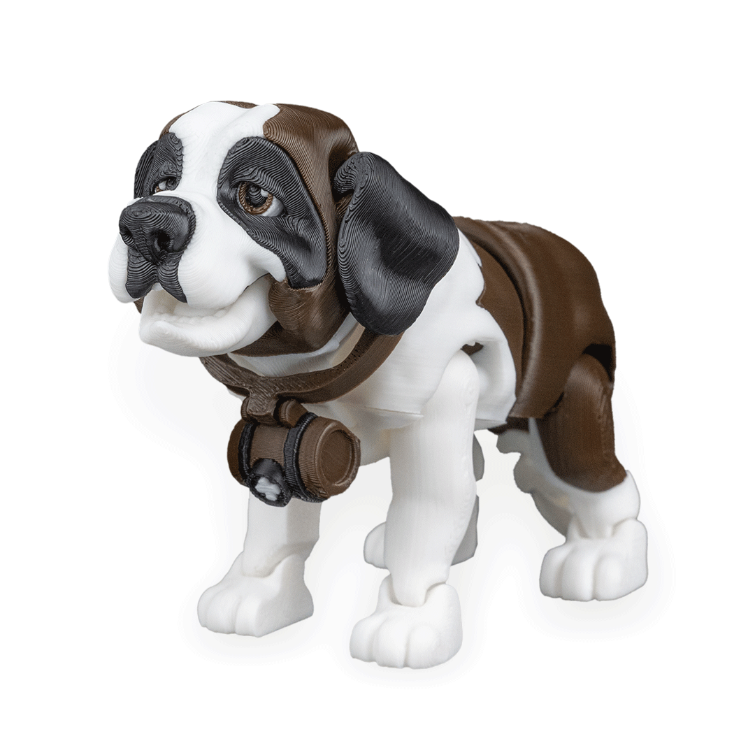 Bernie the St. Bernard – 3D Printed Dog Figurine | Optional Doghouse Set | Waggle Tails – Second Bark Collection