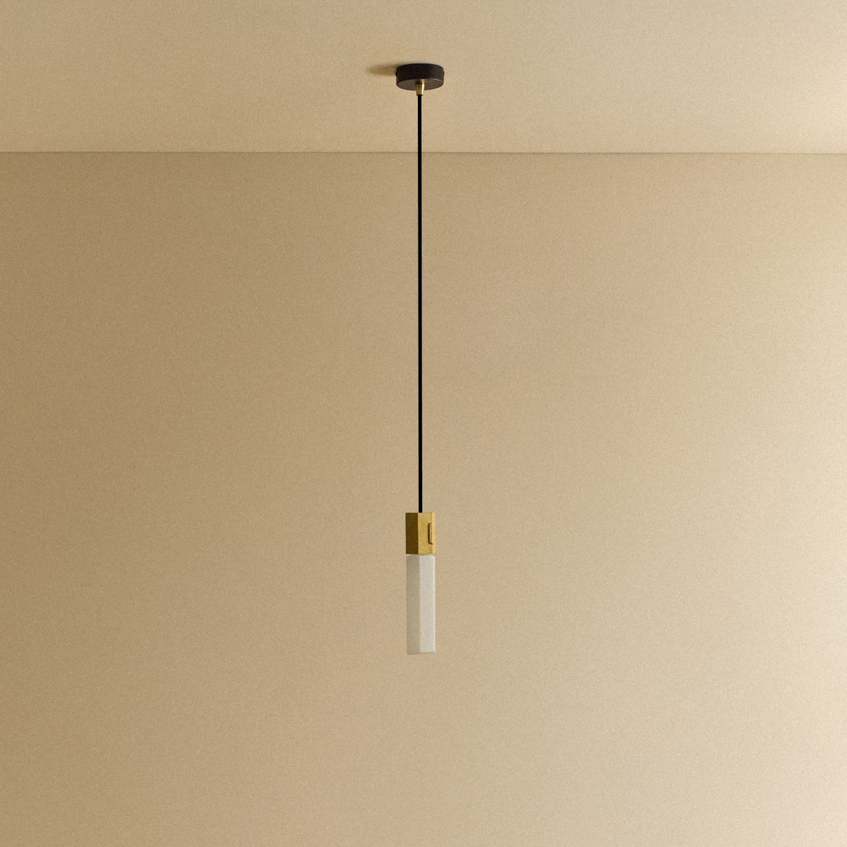 Basalt Single Pendant in Brass