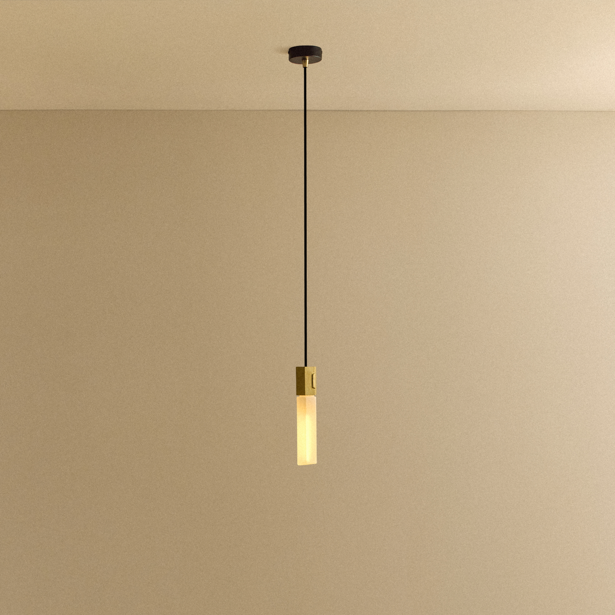 Basalt Single Pendant in Brass