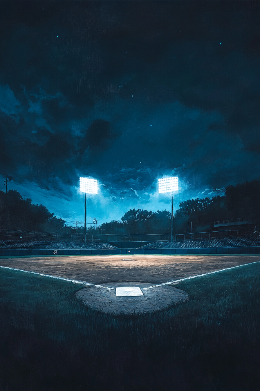 Baseball Field at Night Canvas