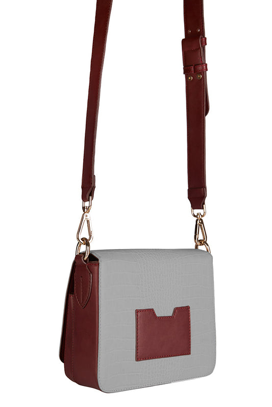 Baye Crossbody Burgandy Bag in Grey