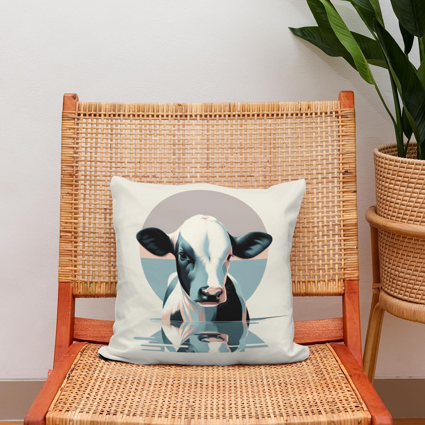 Pastel Modernist Cow Cotton Cushion